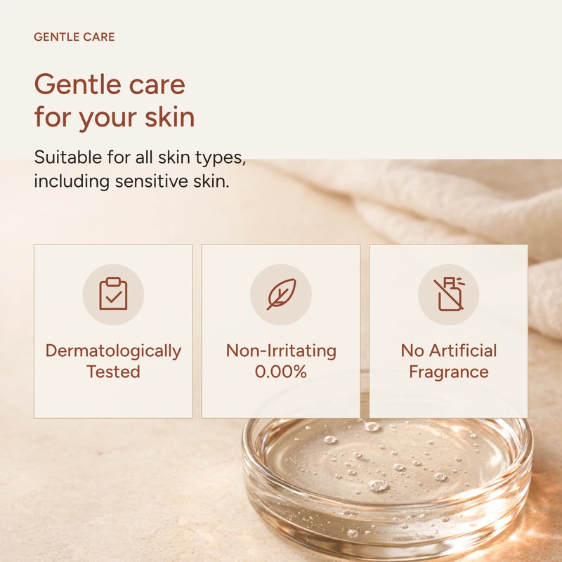 Dermatologically tested, non-irritating 0.00% and no artificial fragrance badges